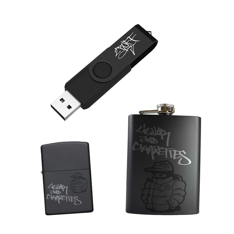 2 Ruff Vol. 1 USB, Hip Flask and Lighter